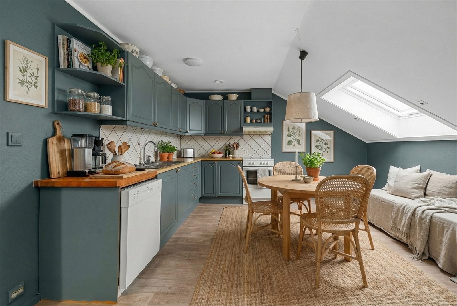 Kjøkken med plass til spisebord. (Bildet er digitalt stylet) Galleribilde