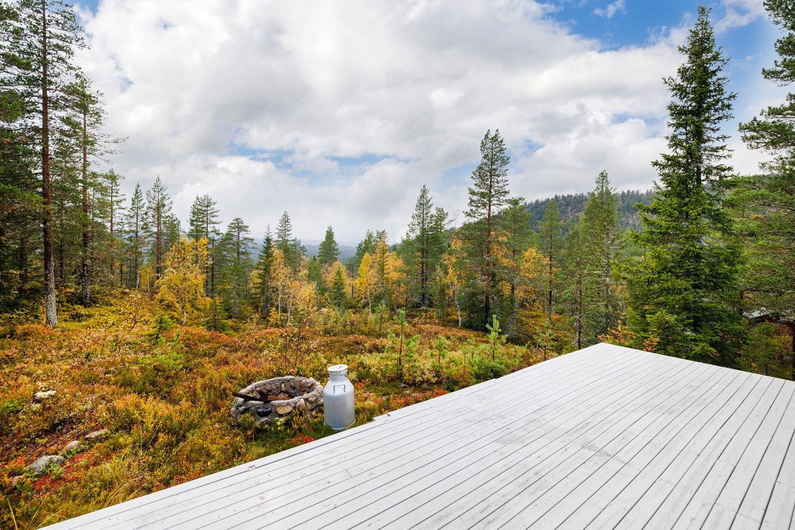 Det er ca. 50 meter å gå fra parkering til hytta Galleribilde