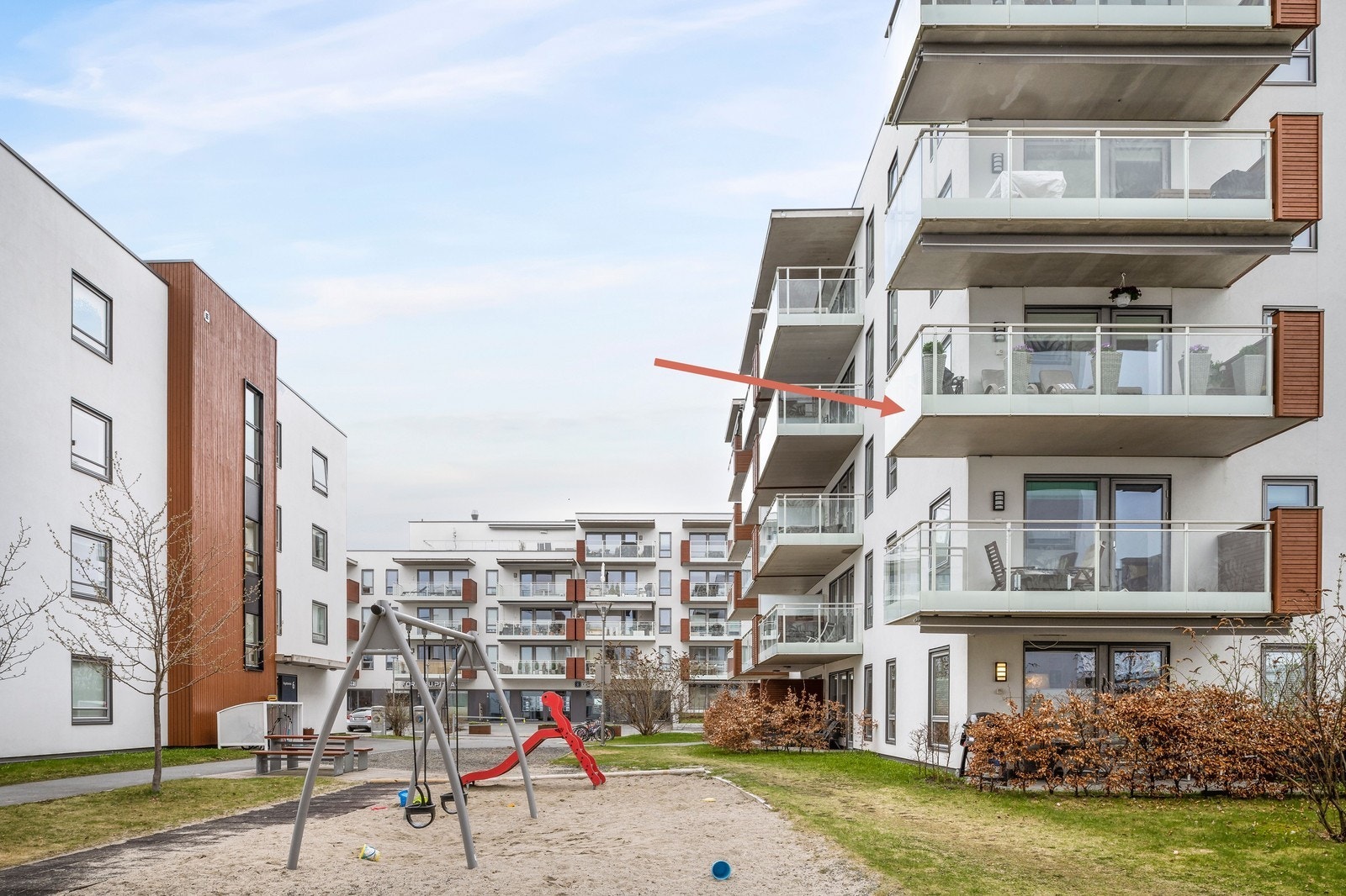 Balkongen ser du til høyre i bilde i 3 etasje. Galleribilde