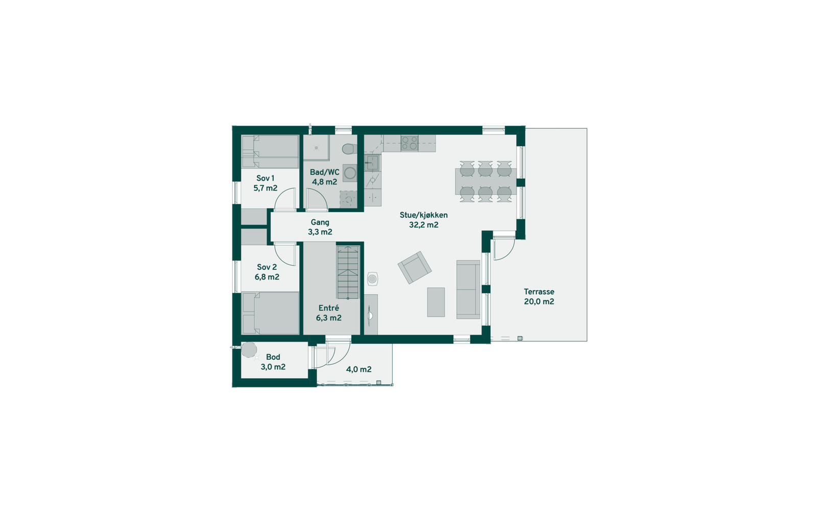 Plantegning hovedplan Furutangen 70 Galleribilde