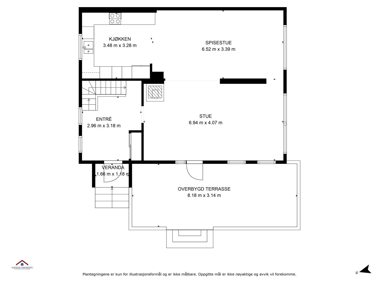 Plantegning med mål 1.etasje. Galleribilde