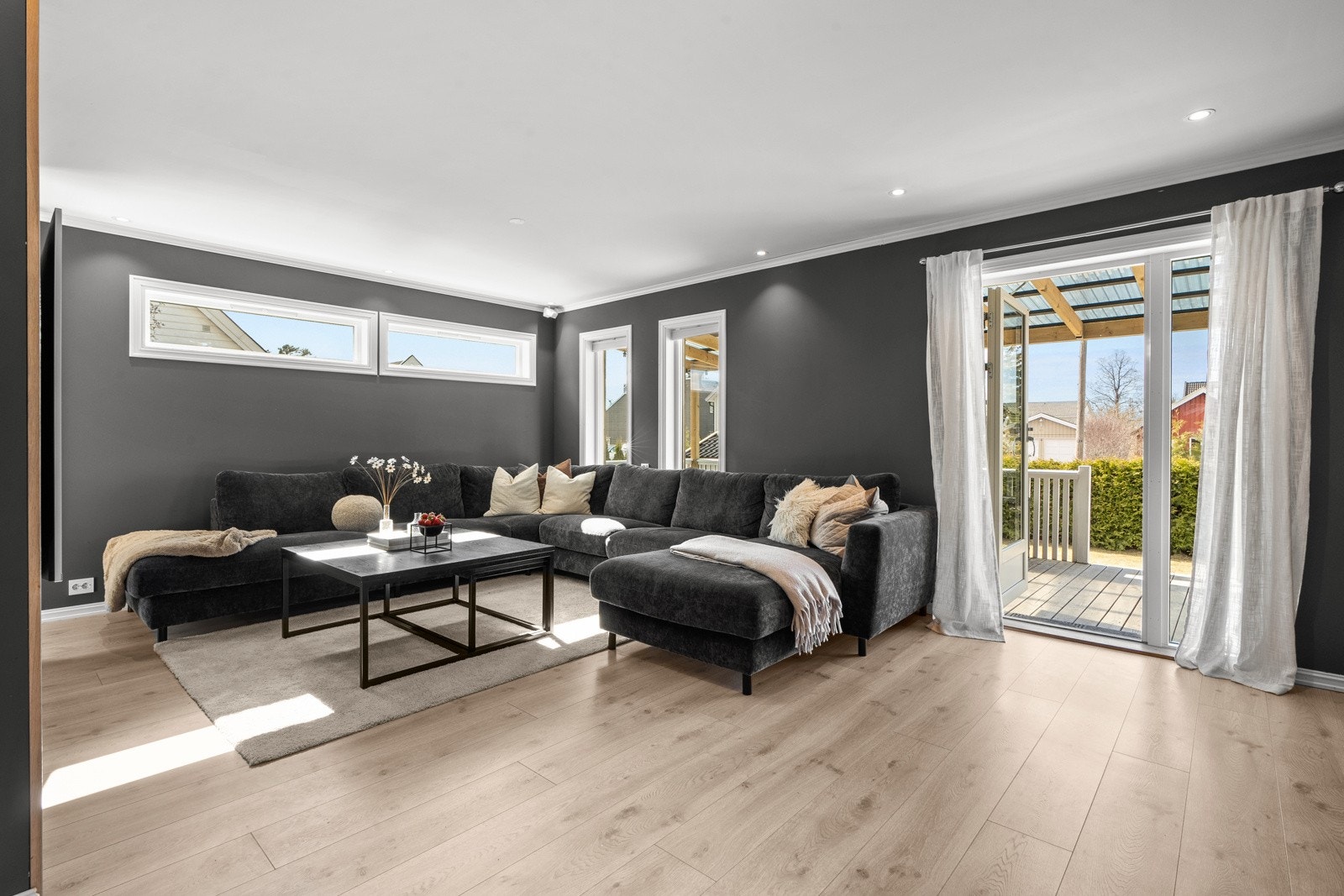 Boligen fikk et tilbygg i 2021, med blant annet utvidet stue og takterrasse. Galleribilde