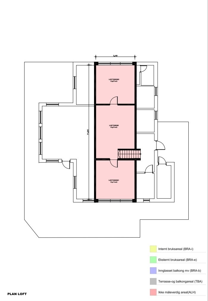 Plantegning - Loft. Galleribilde