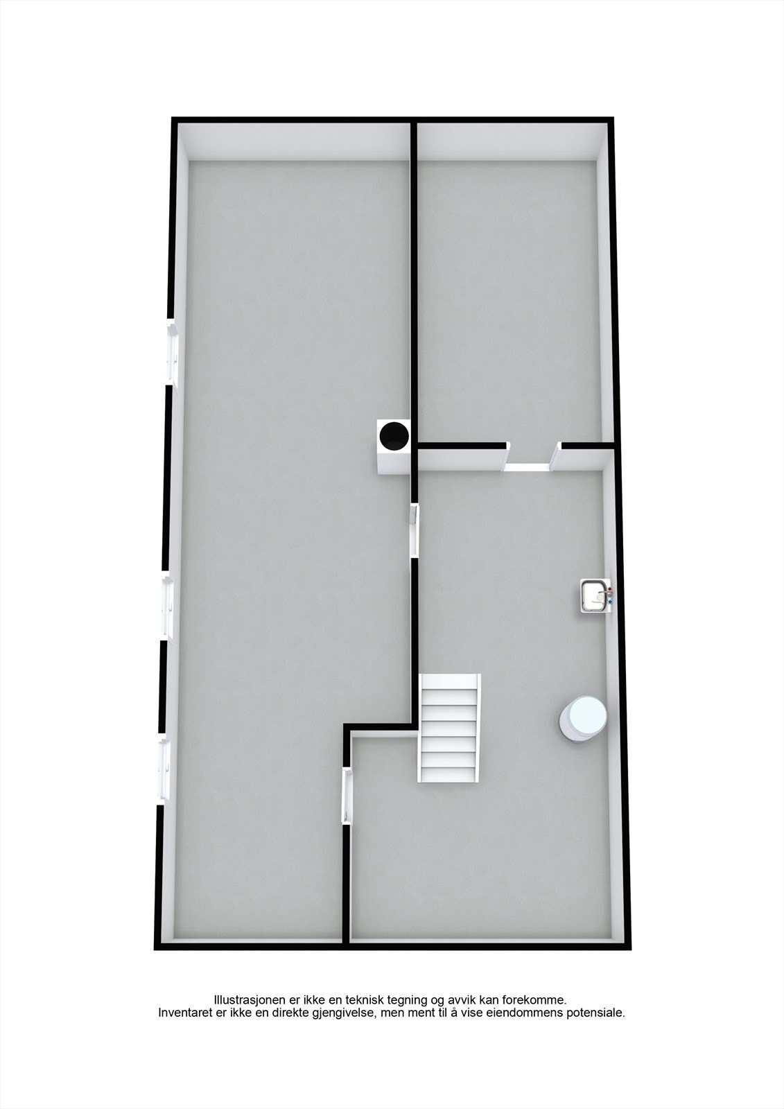 Plantegning kjeller 3D. Galleribilde