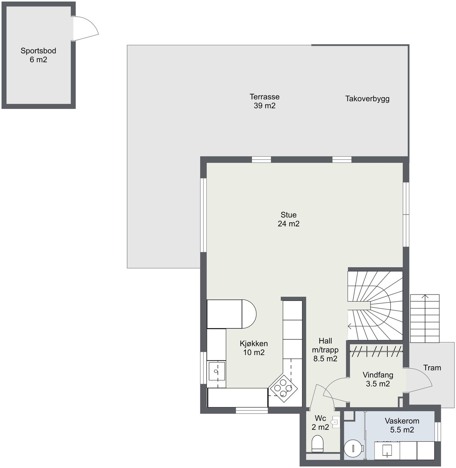 Planskisse 1. etasje. Galleribilde