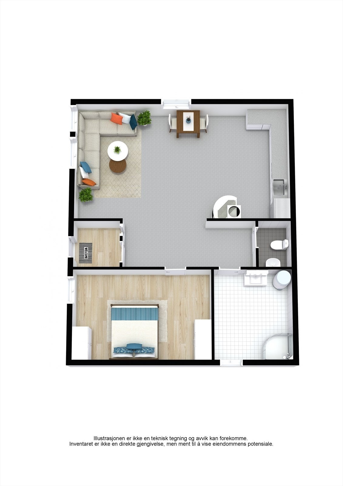 Plantegning 3D sokkeletasje Galleribilde