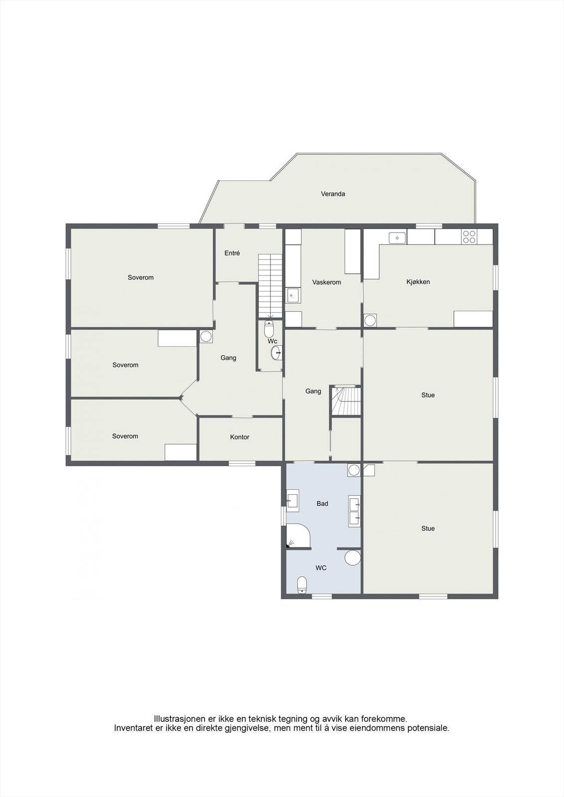 Plantegning 1. etg. bolig Galleribilde