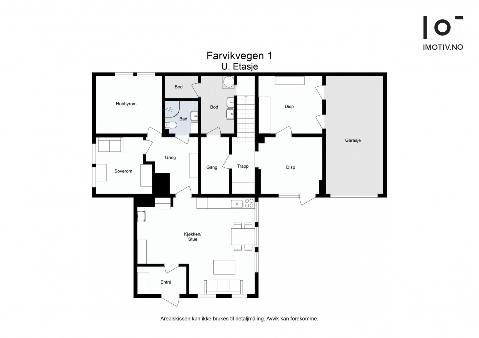 Bildene etter viser u etg. Merk at dagens løsning ikke samsvarer med de godkjente tegningene. Galleribilde