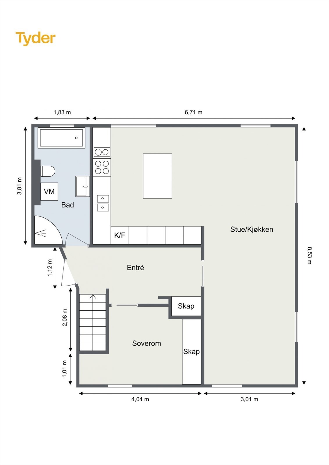 Plantegning , 1. etasje. Galleribilde