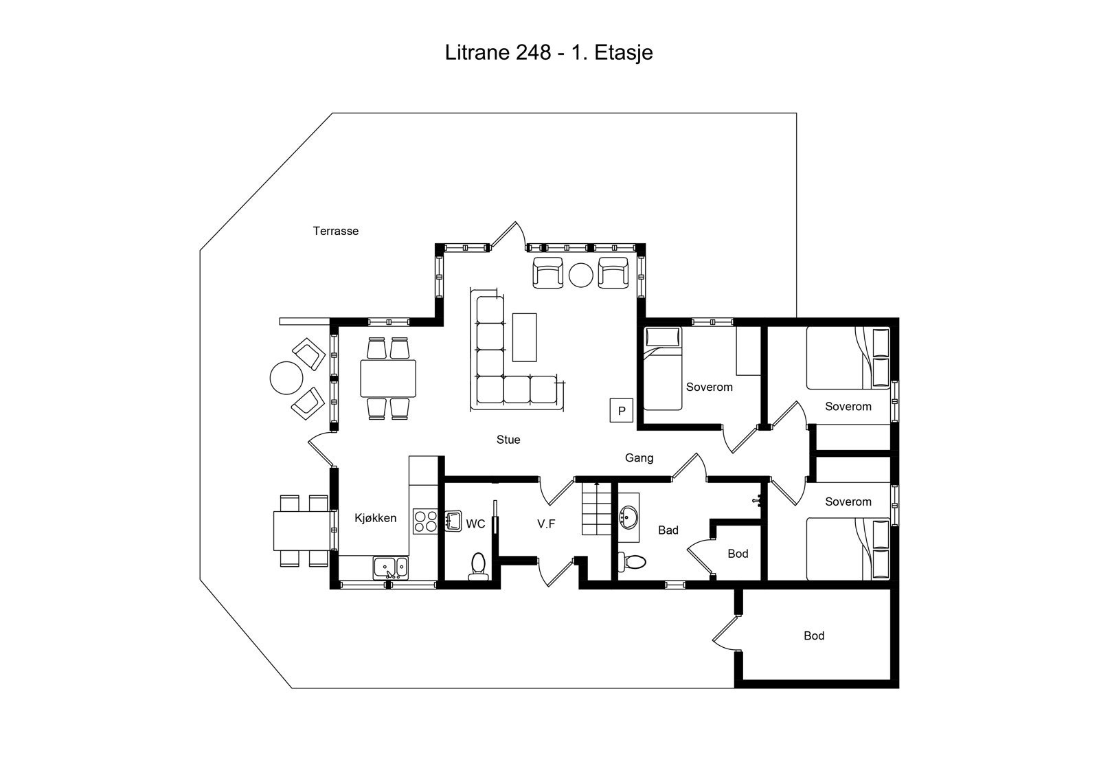 Her kan du sette deg inn i planløsningen til hovedetasjen. Galleribilde
