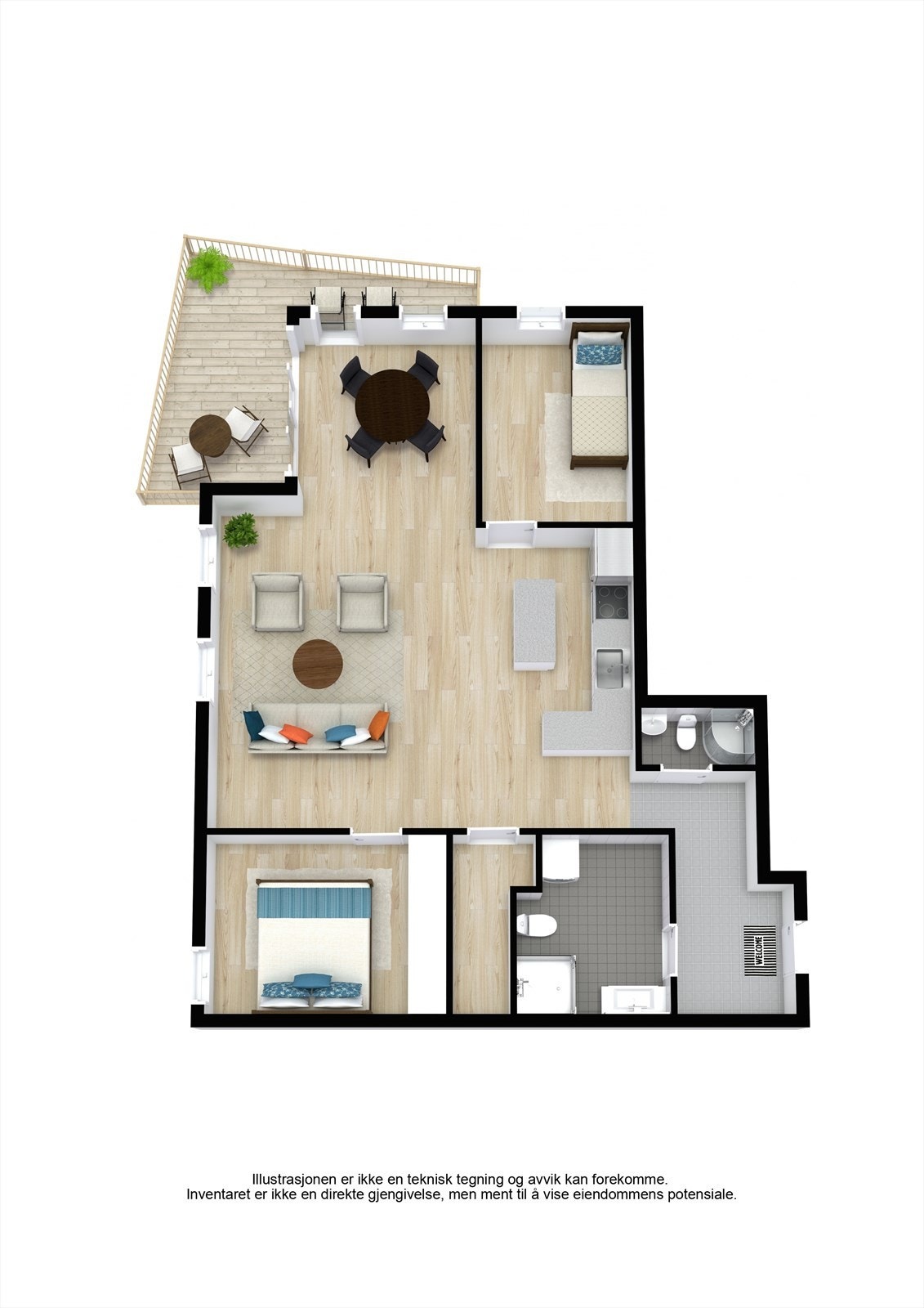 Plantegning 5.Etasje 3D. Galleribilde