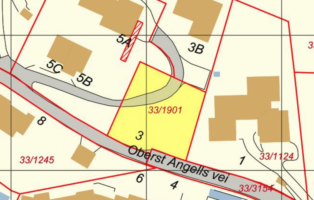 Oversikt over tomtegrensen fra Arealbekreftelse mottatt fra Oslo Kommune. Galleribilde