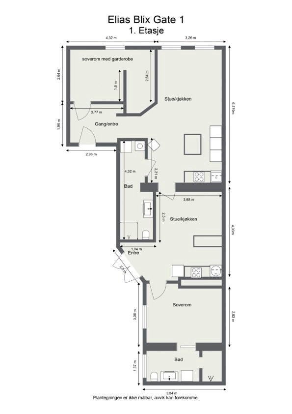 Her får du en stor og fleksibel leilighet, bestående av to komplette leiligheter med egen inngang og hvert sitt bad, kjøkken og soverom. Galleribilde