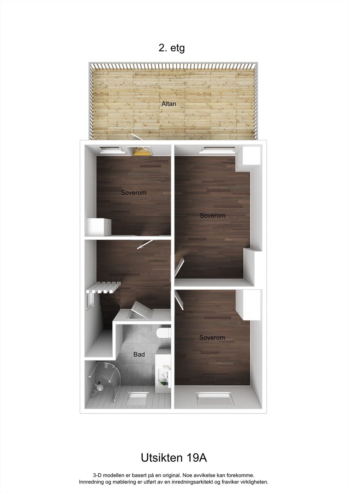 3D planillustrasjon 2.etasje. Galleribilde