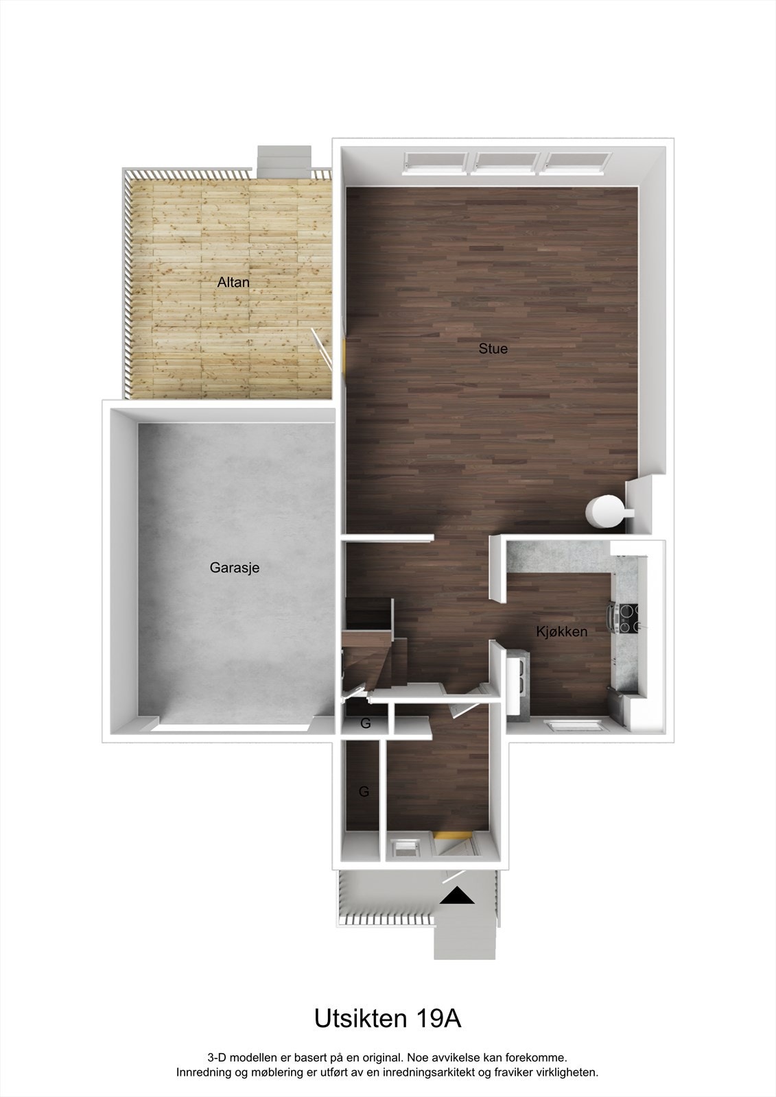 3D planillustrasjon 1.etasje. Galleribilde