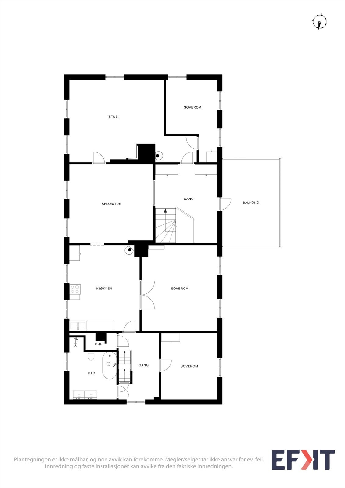 Plantegning for boenheten i 2. etasje, som har et bruksareal på 162 m². Galleribilde