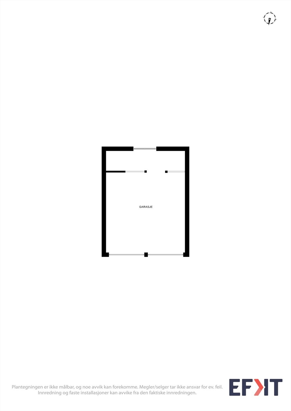 Plantegning av den frittstående garasjen på 39 m². Galleribilde