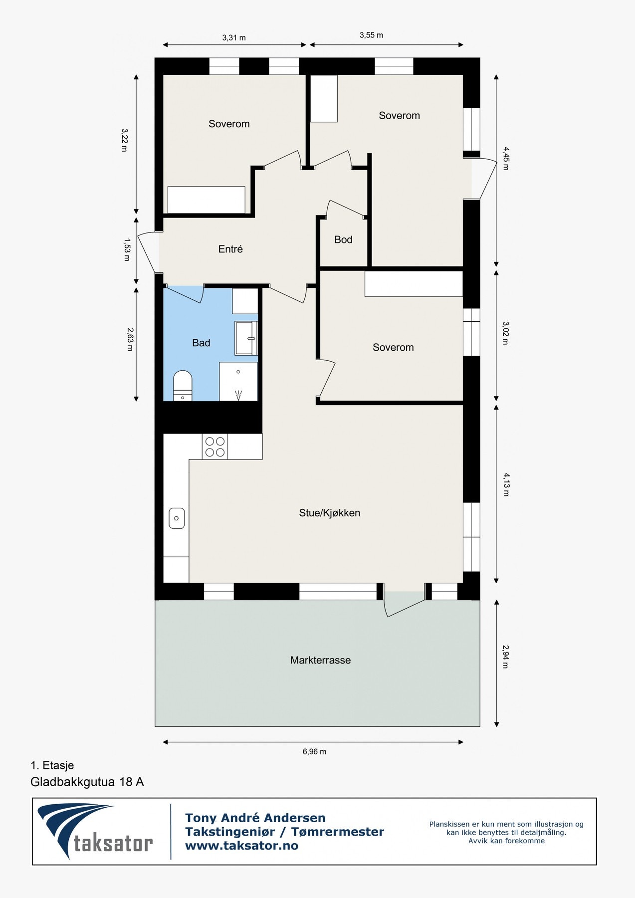 Luftig og fin planløsning på hjørnet av blokka Galleribilde