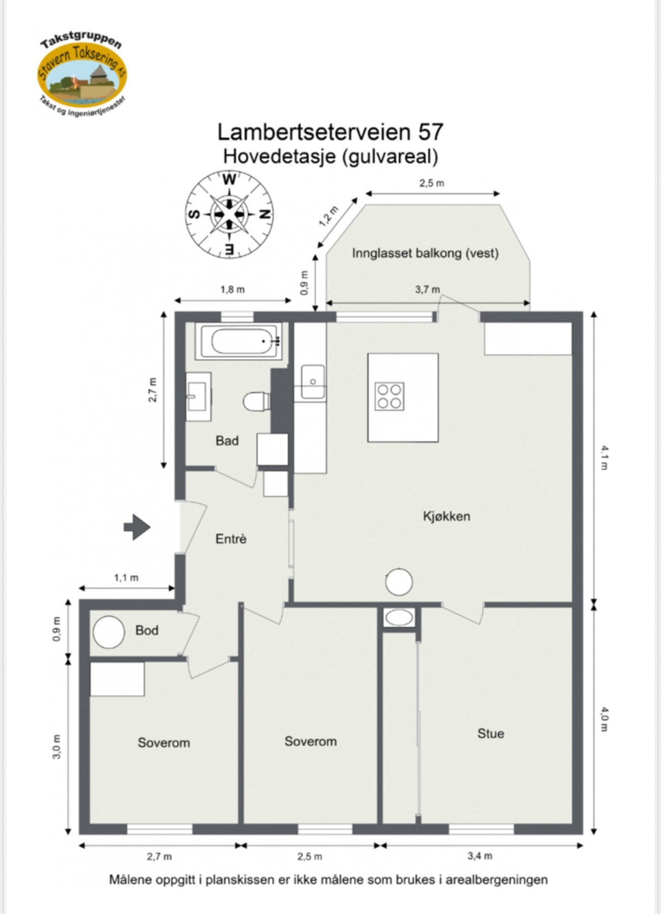 Oppmålt planløsning Galleribilde
