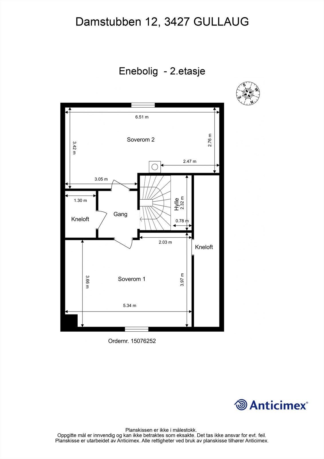 Plantegning - 2. etasje (se punkt om ferdigattest vedr. innredning av etasjen) Galleribilde