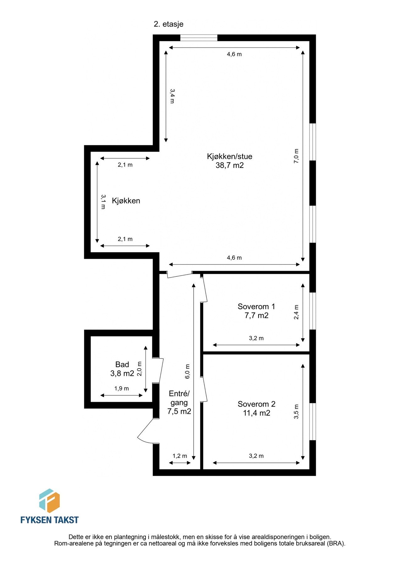 Målsatt plantegning. Galleribilde