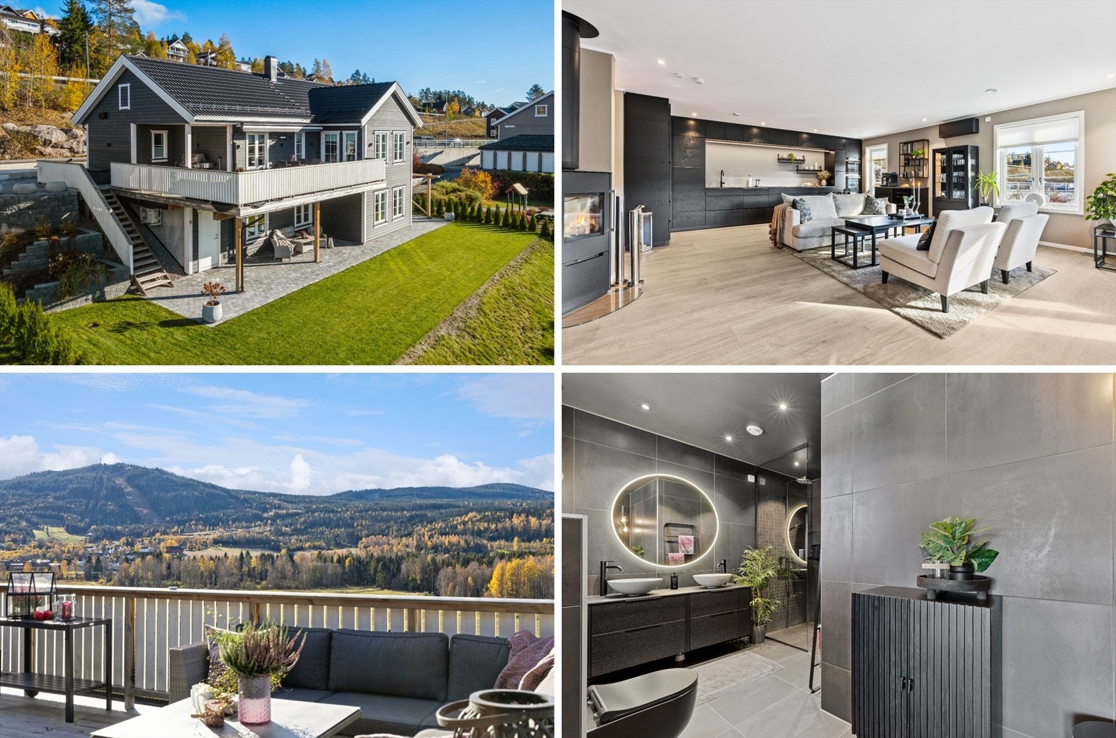 Boligen fremstår med gjennomgående høy standard, med kvalitetsmaterialer og moderne løsninger som gir et eksklusivt preg. Galleribilde