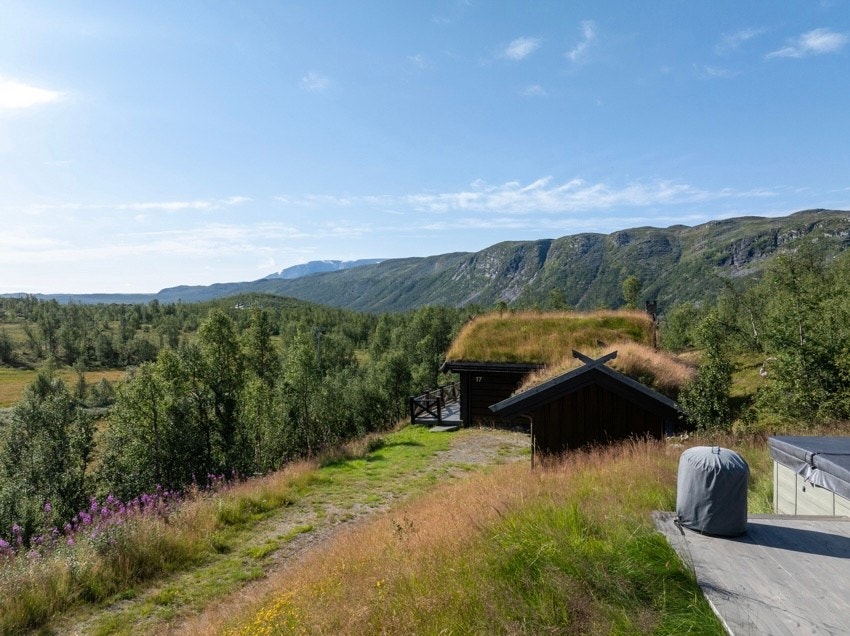 Med utsikt mot de majestetiske fjellene i nærområdet Galleribilde