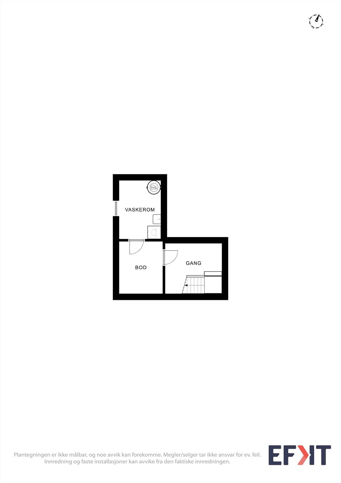 Kjelleretasjen består av vaskerom, bod, gang og trapperom. Galleribilde