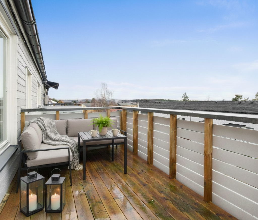 Balkongen med digitalisert møblering. Galleribilde