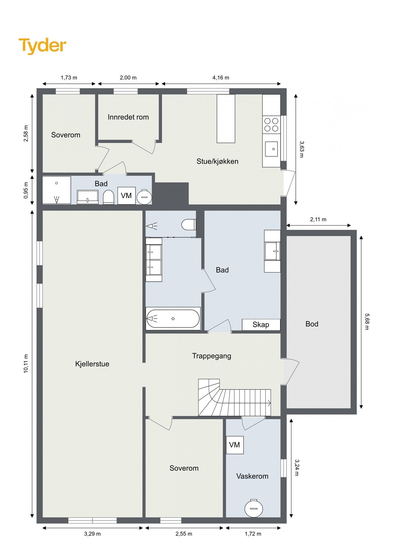 Plantegning - Kjelleretasje. Galleribilde