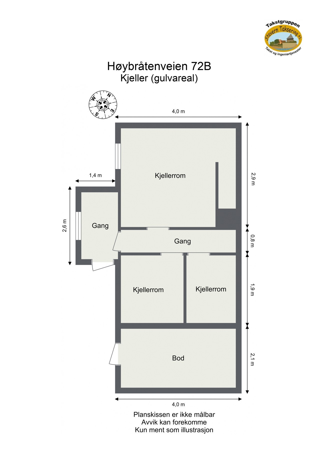Målsatt plantegning underetasje. Galleribilde