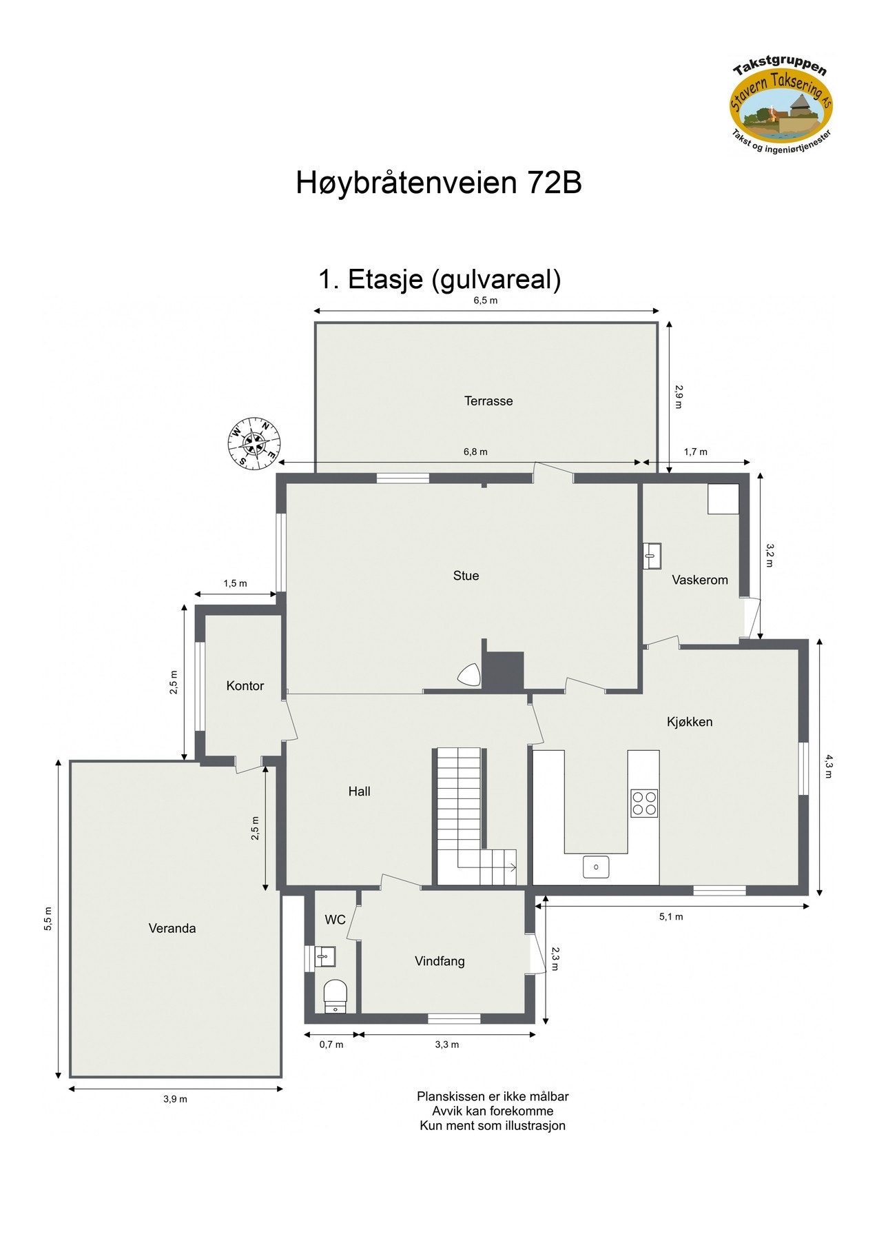 Målsatt plantegning 1. etasje. Galleribilde