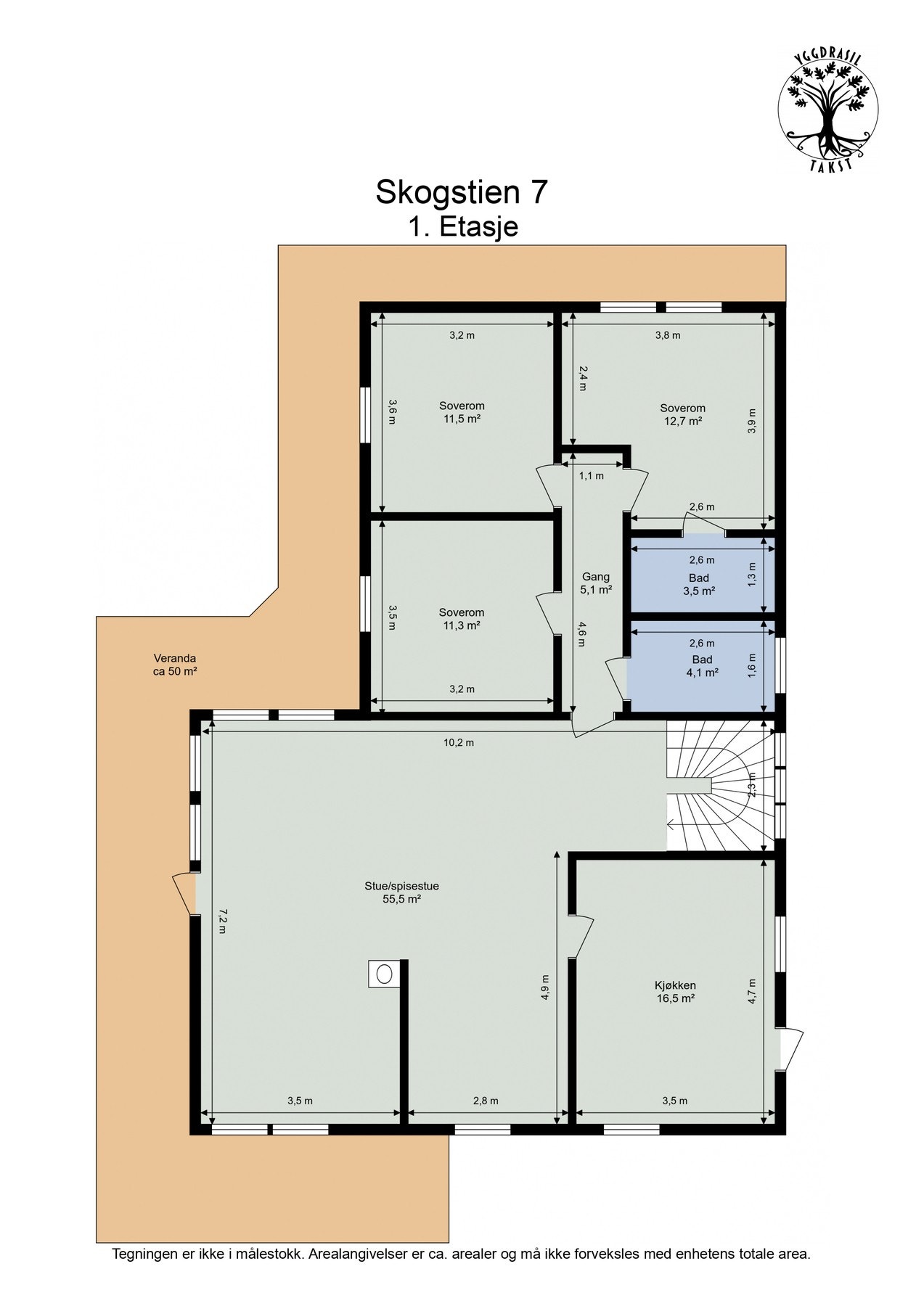 Planskisse hovedetasje Galleribilde