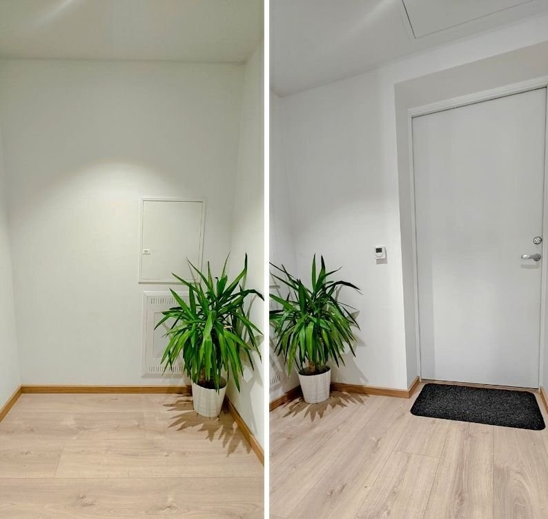 Inngangspartiet er romslig og har plass til både garderobe og skoskap. Galleribilde