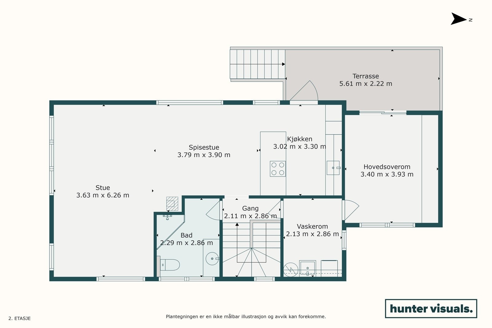 Plantegning andre etasje. Galleribilde