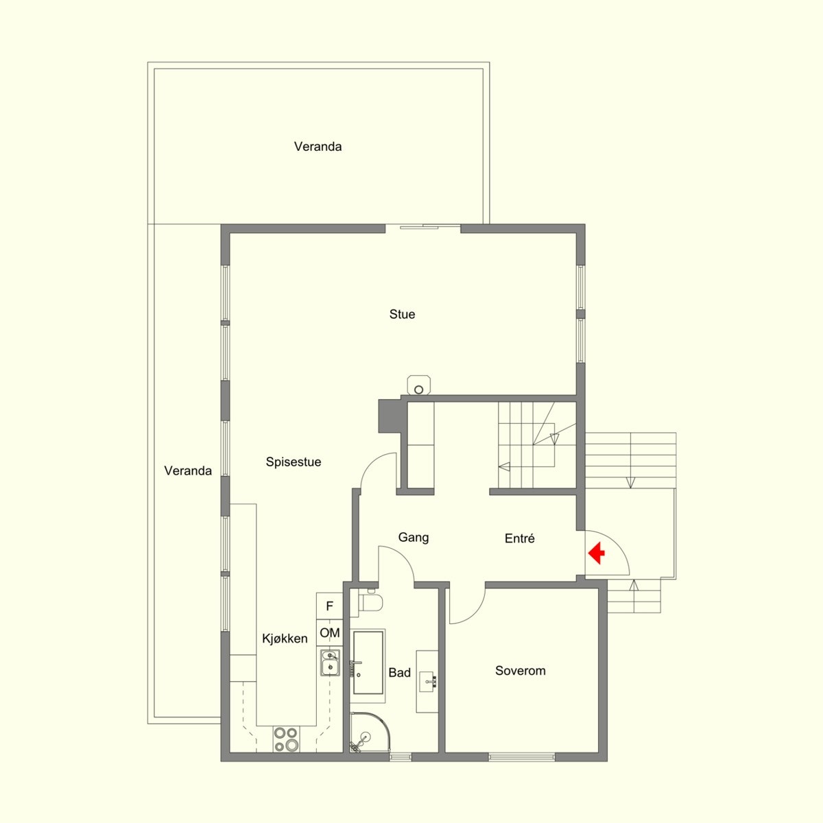 Slik ser plantegningen av hovedetasjen. Galleribilde