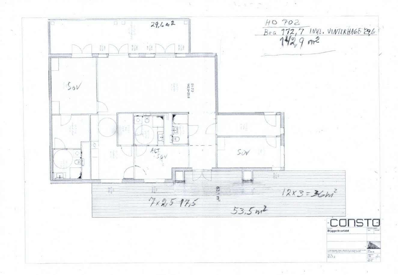 Det er mulighet for å etablere ekstra soverom. Dette fra originale tegninger. Galleribilde