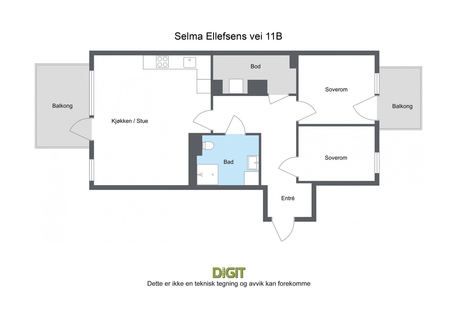 Plantegning - 4. Etasje - Selma Ellefsens vei 11B Galleribilde