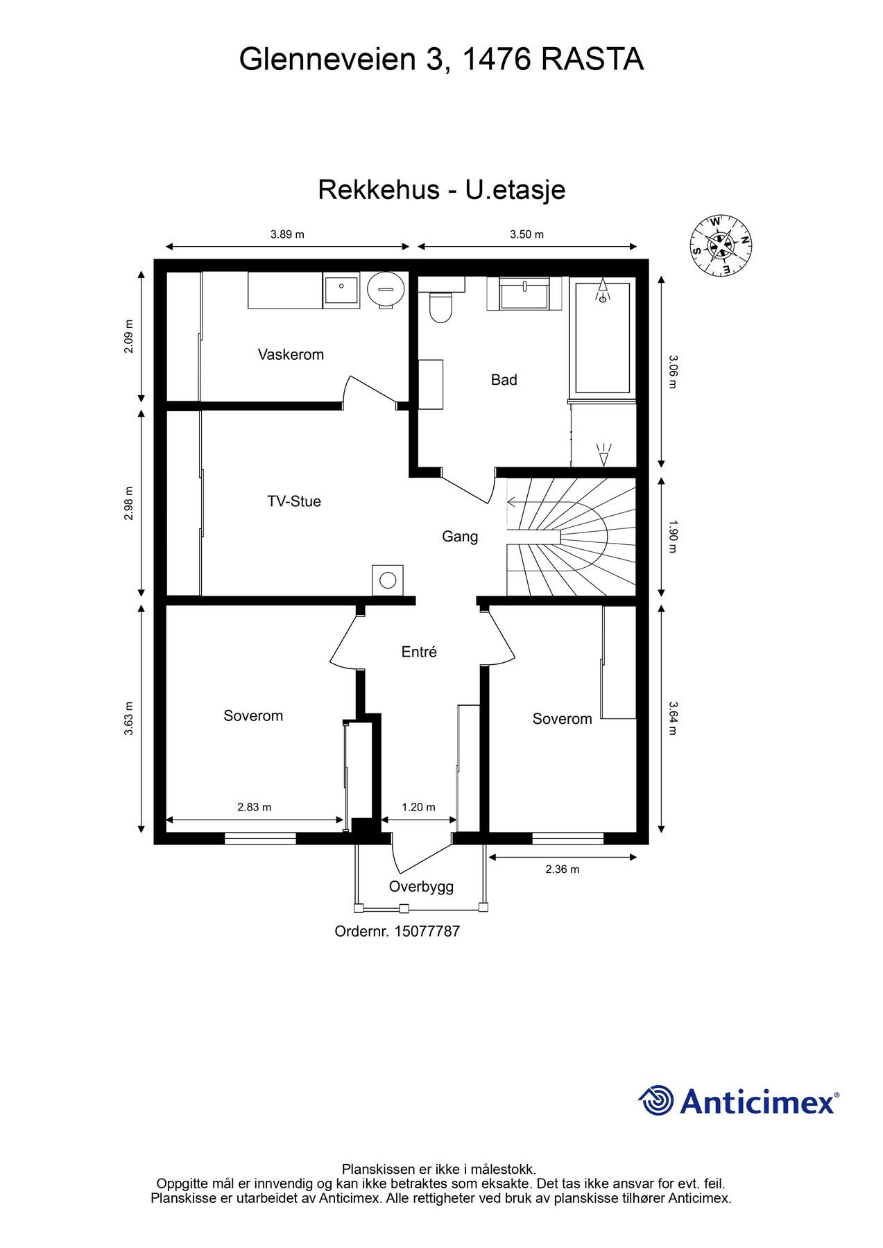Boligens planløsning underetasje. Galleribilde