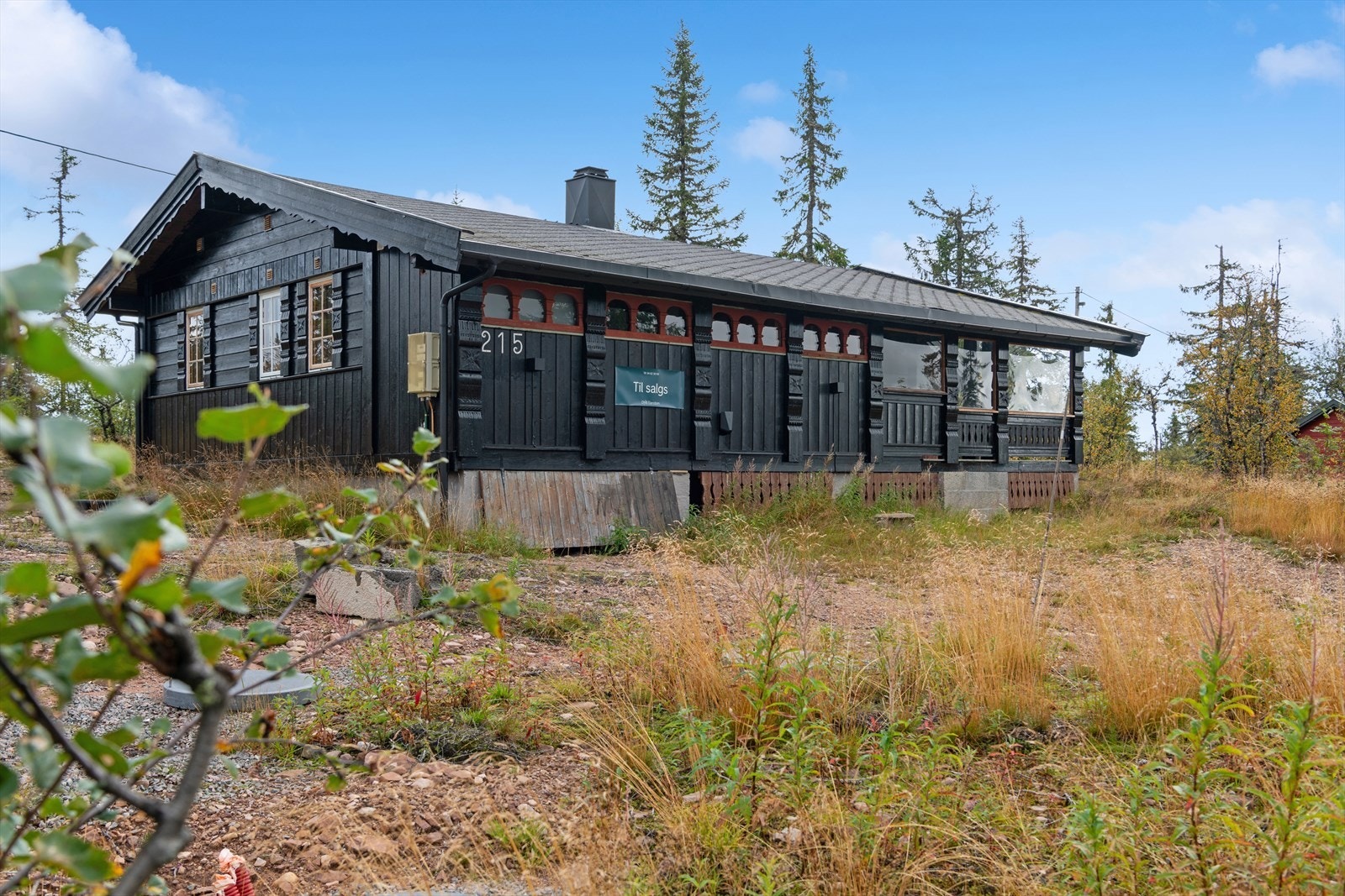 På fremsiden av hytta er det montert elbillader Galleribilde