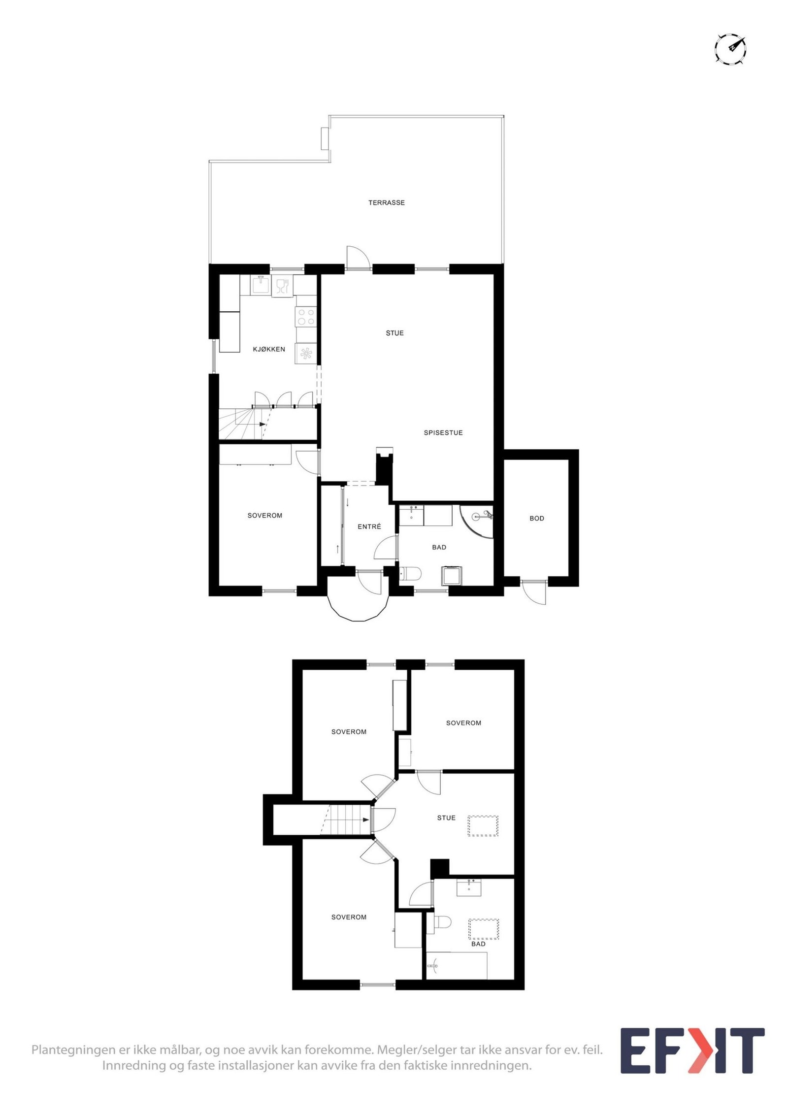 Plantegning over begge etasjer. Galleribilde