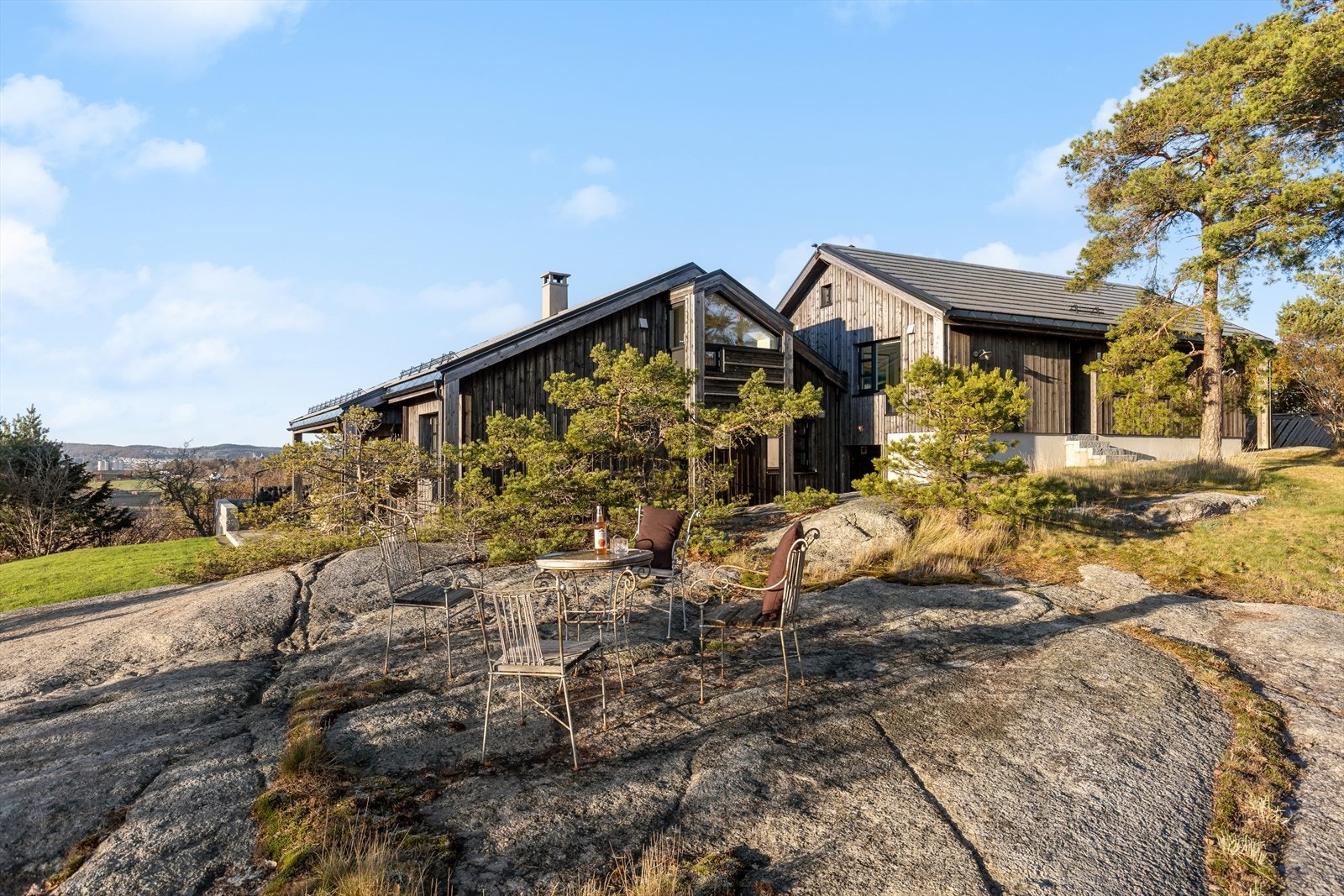 Tomten har i dag en fiskedam, ferskentre og vilt voksende blåregn Galleribilde