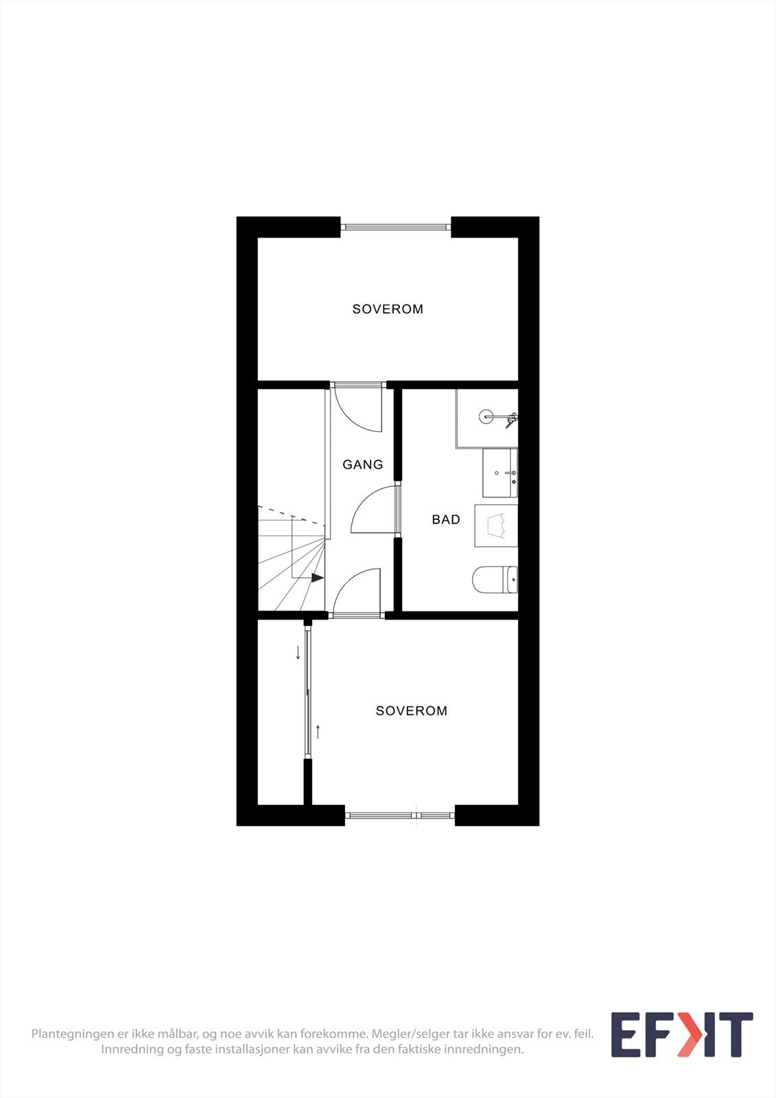 I andre etasje finner du to gode soverom og et romslig bad. Galleribilde