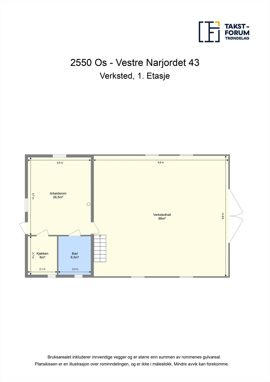 Planskisse 1. etasje verksted. Galleribilde