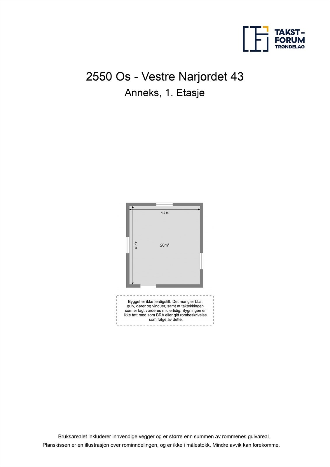 Planskisse anneks (ikke ferdigstilt). Galleribilde