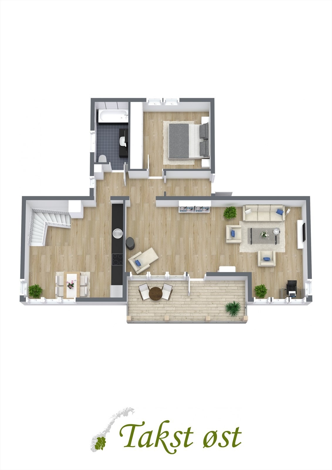 3D Plantegning - 1. Etasje. Galleribilde