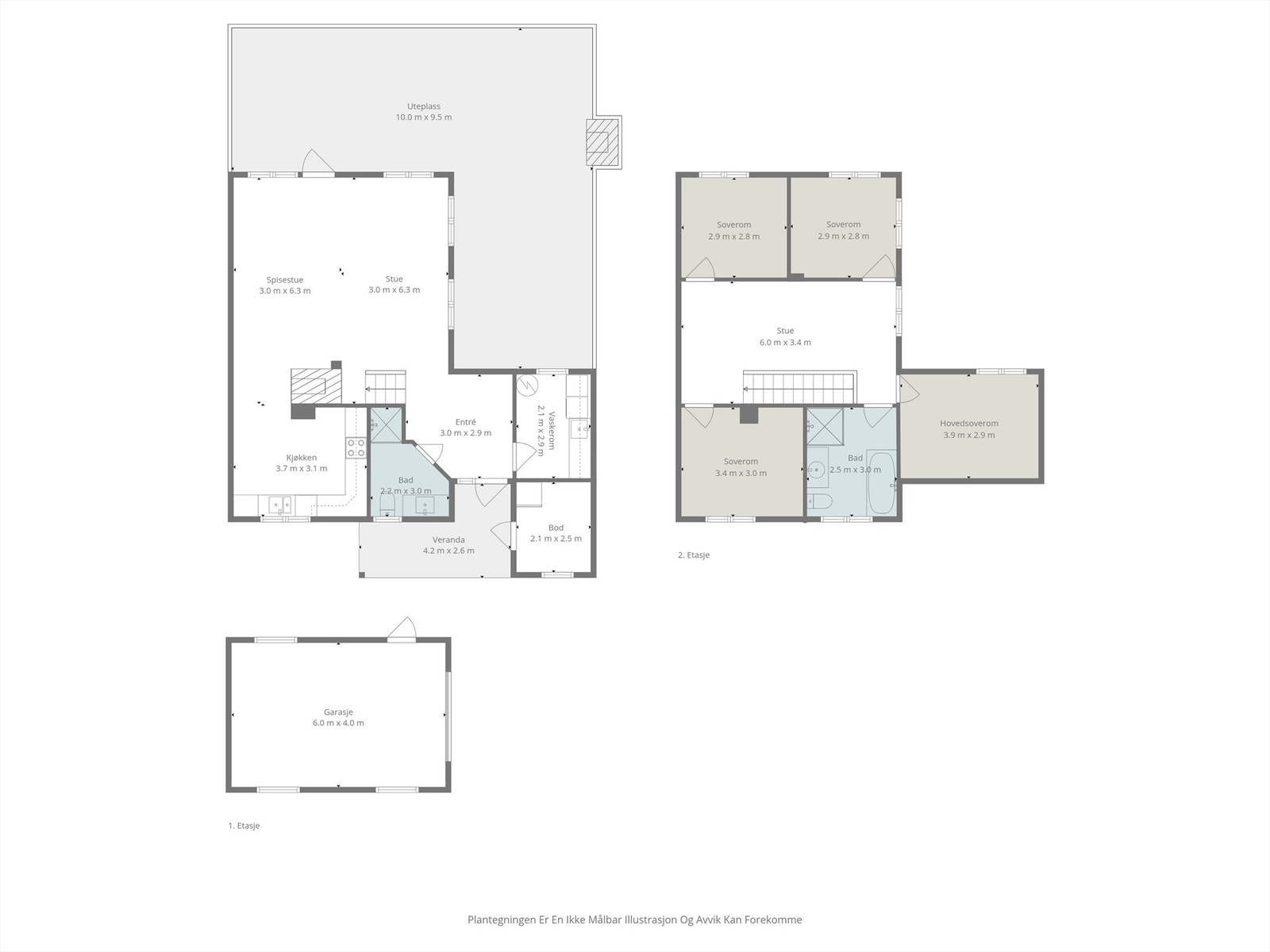 Plantegning for 1 og 2 etasje. Galleribilde