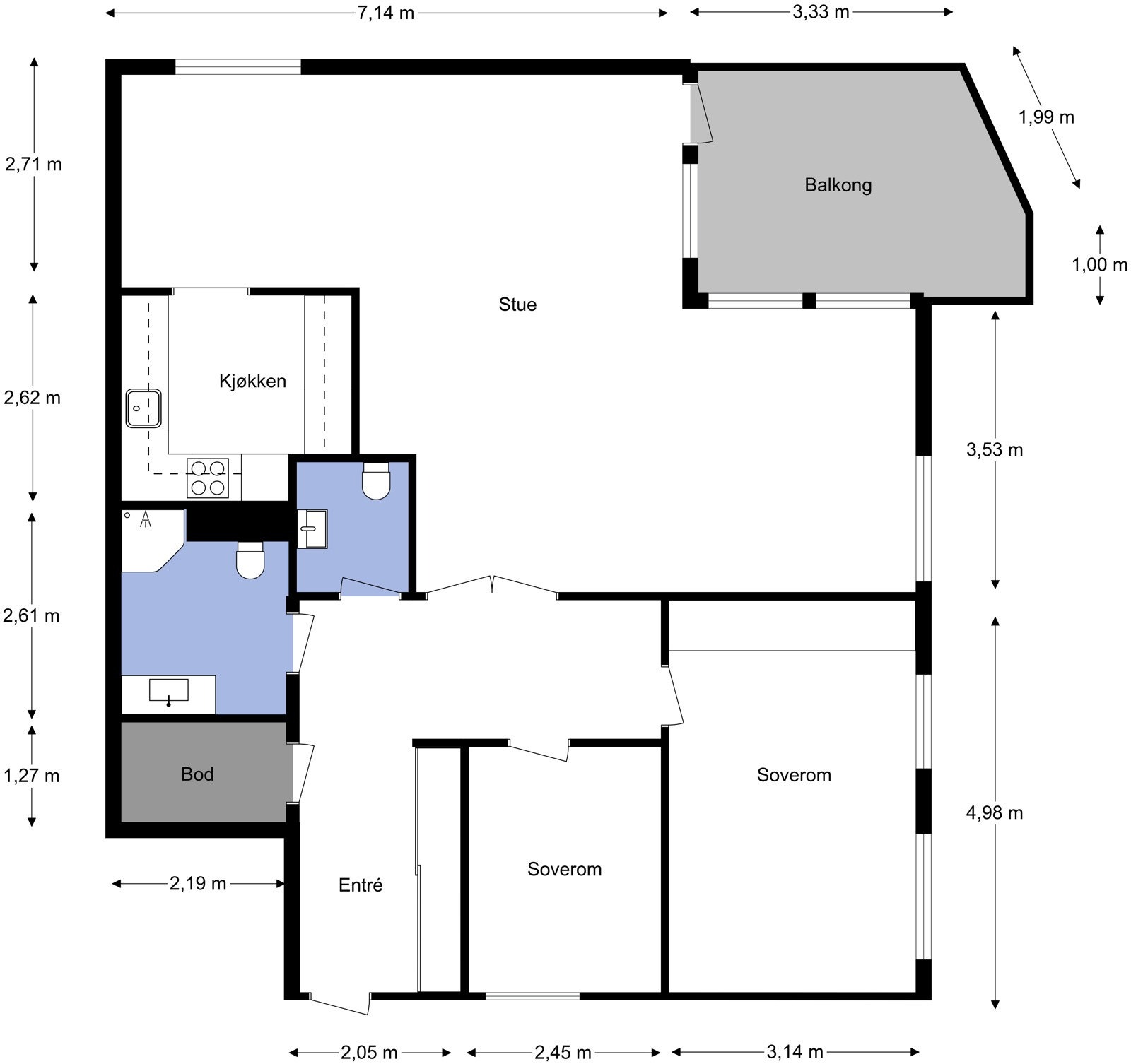 Leilighetens plantegning. Galleribilde