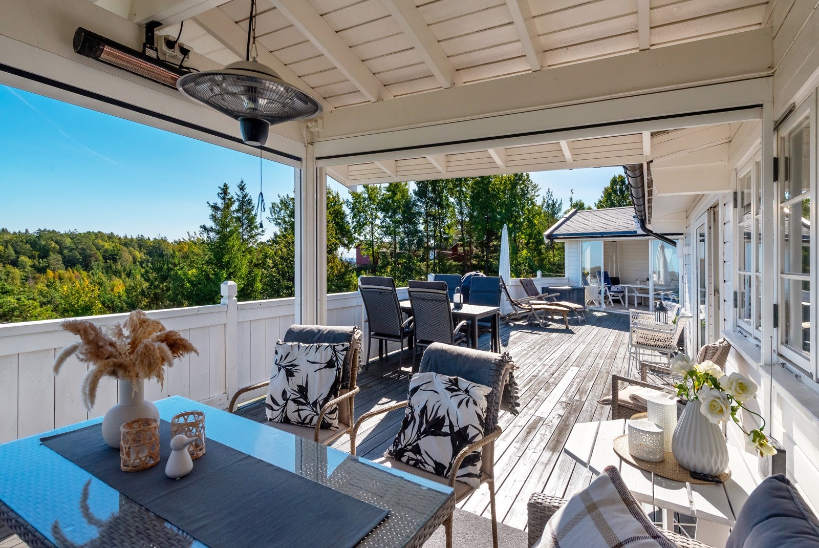 Med de fine uteplassene og utestuene forlenger man sesongen betraktelig. Galleribilde