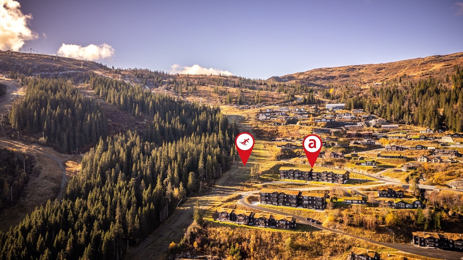 Leiligheten ligger et steinkast fra Alphaløypen, her får du ekte ski in/ut. Galleribilde